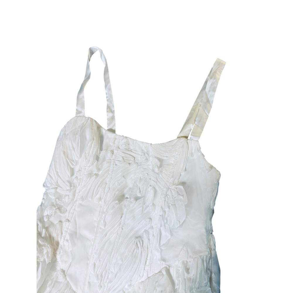 NWT Lulus Size Medium Perkins White Textured Lace-Up Corset Midi Dress - Picture 3 of 9